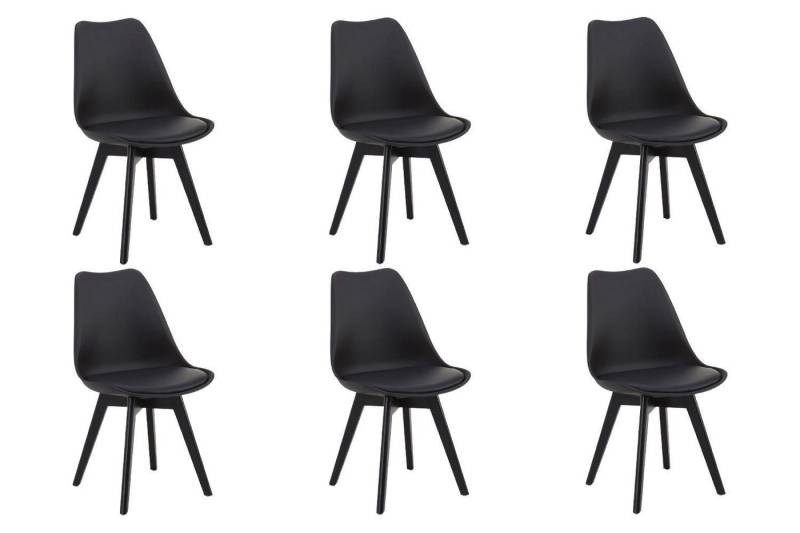 casa NOVA Esszimmerstuhl LUKAS, Schwarz, Kunststoff, Buchenholzgestell, (Set, 6 St), Sitzpolster aus Kunstleder, belastbar bis max. 150 kg von casa NOVA