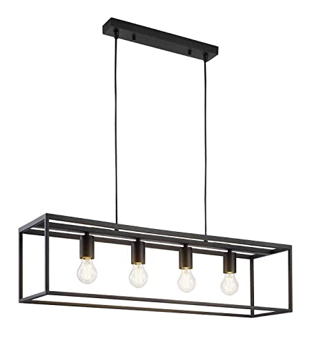 casa NOVA Hängeleuchte - E27 - Metall - Schwarz - 4-flammig - B 80 cm x H 172 cm x T 22 cm - Pendelleuchte Deckenleuchte Deckenlampe casa NOVA Hängeleuchte - E27 - Metall - Schwarz - 4-flammig - B 80 cm x H 172 cm x T 22 cm - Pendelleuchte Deckenleuchte Deckenlampe von casa NOVA