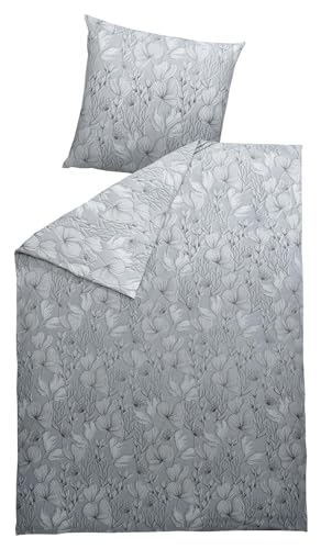 casa NOVA Jersey-Bettwäsche - Grau - 155 x 220 cm - Baumwolle - mit Reißverschluss von casa NOVA