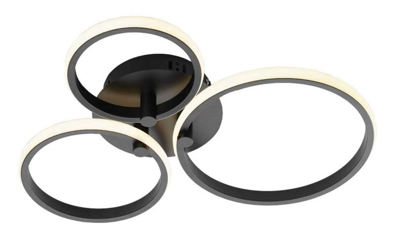 casa NOVA LED Deckenleuchte CIRCLES, Schwarz matt, Metall, B 40 cm x T 46 cm, Dimmfunktion, LED fest integriert, Warmweiß, 3-flammig von casa NOVA