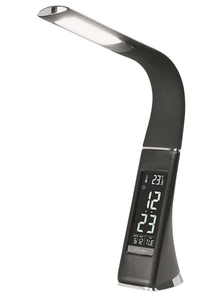 casa NOVA LED Schreibtischlampe SWING, 1-flammig, H 42 cm, Schwarz, Kunststoff, Dimmfunktion, Alarmfunktion, Temperaturanzeige, Kalender, LED fest integriert, Tageslichtweiß, Touchsensor, Timerfunktion von casa NOVA