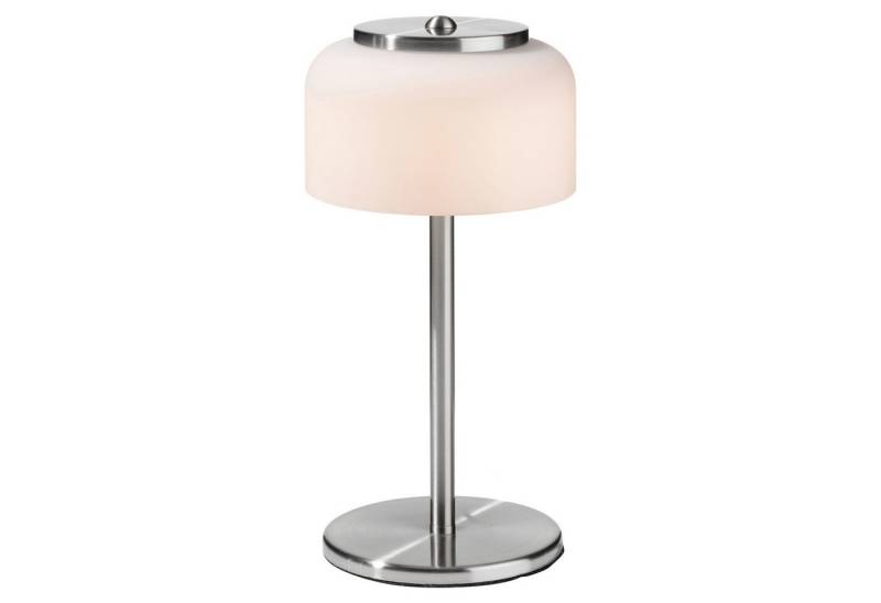 casa NOVA LED Tischleuchte Tischlampe PISA, 1-flammig, Nickelfarben, Weiß, LED fest integriert, Extra-Warmweiß, H 33 cm, Metall, Lampenschirm aus Glas von casa NOVA