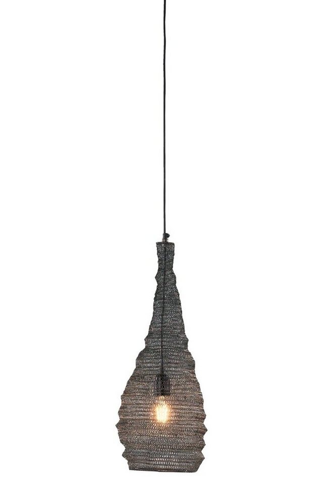 casa NOVA Pendelleuchte ARETE, 1-flammig, Ø 30 cm, Schwarz, Metall, ohne Leuchtmittel, Hängeleuchte, Hängelampe, Lampenschirm aus Fischernetz von casa NOVA