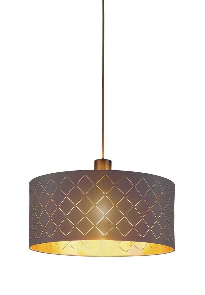 casa NOVA Pendelleuchte CHARMING, 1-flammig, Braun, Goldgelb, Metall, ohne Leuchtmittel, Stoffschirm, Ø 53 x H 150 cm, Hängeleuchte, Hängelampe von casa NOVA