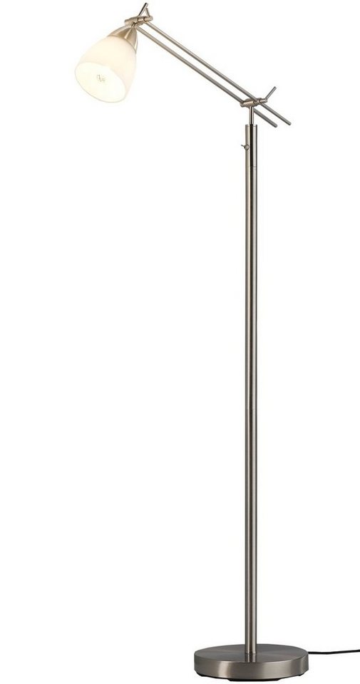 casa NOVA Stehlampe CURO, 1-flammig, H 150 cm, Nickelfarben, Weiß, ohne Leuchtmittel, Metall, Glasschirm von casa NOVA