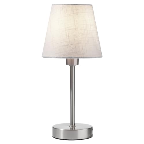 casa NOVA Tischlampe - H 32 cm - Nickelfarben - Weiß - Metall - Stoffschirm von casa NOVA