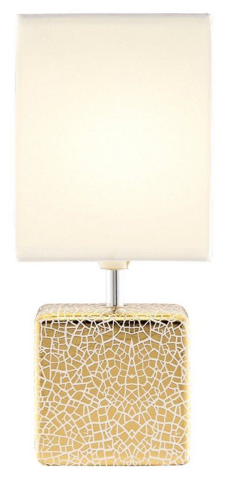casa NOVA Tischleuchte CERRA, Goldgelb, Weiß, Keramik, Höhe 30 cm, ohne Leuchtmittel, Stoffschirm, 1-flammig, Tischlampe von casa NOVA