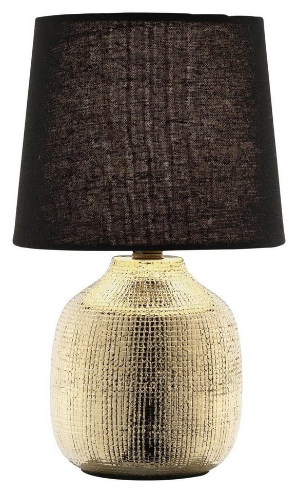 casa NOVA Tischleuchte GLOW, Goldgelb, Schwarz, Stoffschirm, ohne Leuchtmittel, Tischlampe, Höhe 28,5 cm, 1-flammig von casa NOVA