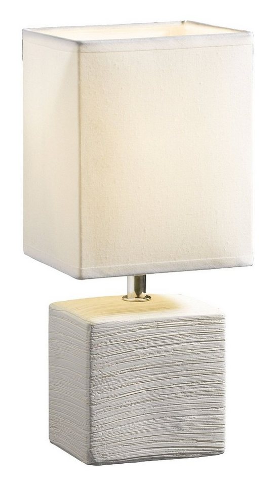 casa NOVA Tischleuchte Nachttischlampe BARNI, 1-flammig, H 29 cm, Creme, ohne Leuchtmittel, Keramik, Textilschirm von casa NOVA