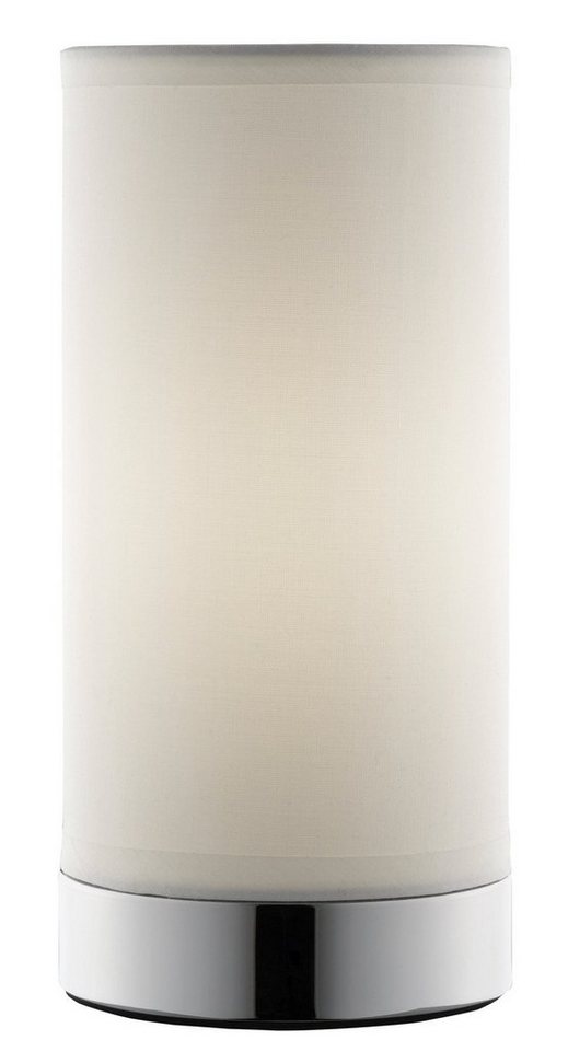 casa NOVA Tischleuchte RONNY, 1-flammig, Weiß, Silberfarben, H 20 cm, ohne Leuchtmittel, Stoffschirm, Metallgestell von casa NOVA