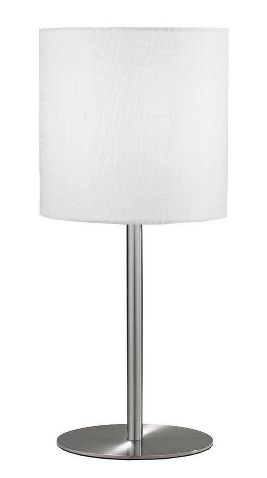 casa NOVA Tischleuchte Tischlampe LIA, 1-flammig, H 40 cm, Silbergrau, ohne Leuchtmittel, Weiß, Metall, Stoffschirm von casa NOVA