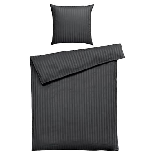 Casa Nova Satin-Bettwäsche - Anthrazit - 155 x 220 cm - mit Reißverschluss von Casa Nova