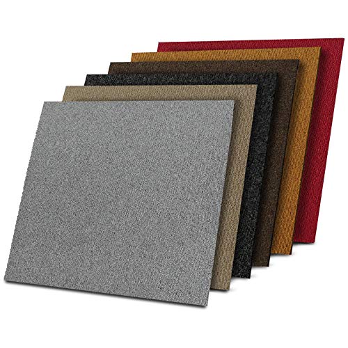 1 m² Teppichfliesen selbstliegend Lyon für Büro & Gewerbe - Fliesen Teppiche je 50x50 cm - robuster Teppichboden - Bodenfliesen mit rutschhemmendem Vinyl-Rücken (Hellgrau, 4 Stück) von casa pura