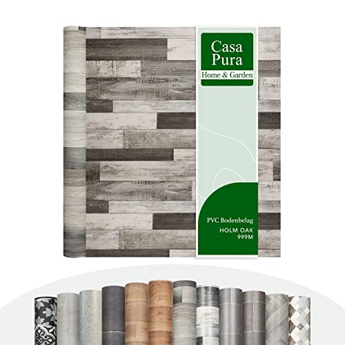 casa pura CV Bodenbelag Plaza - extra abriebfester PVC Linoleum Bodenbelag Meterware (geschäumt) Vinylboden - Holm Oak 999M - edle Holzoptik - Oberfläche strukturiert - (100x500 cm) von casa pura