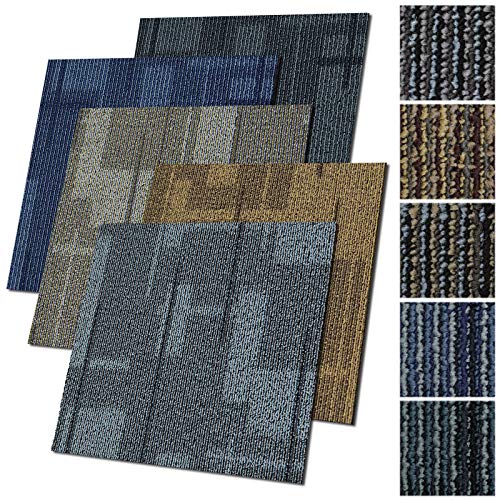 Design Teppichfliesen Andorra 50x50 cm selbstliegend - 1 m² Set - strapazierfähiger Teppich Bodenbelag mit hochwertigem Schlingenflor - antistatisch mit Bitumen Rücken (Anthrazit, 4 Stück) von casa pura