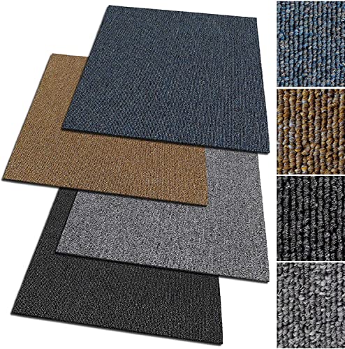 Design Teppichfliesen Moskau 50x50 cm selbstliegend - strapazierfähiger Teppich Bodenbelag mit hochwertigem Schlingenflor - antistatisch mit Bitumen Rücken (24 Stück - 6 qm, Hellgrau) von casa pura