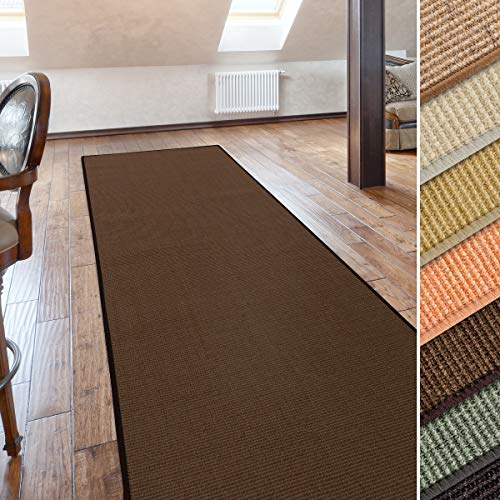 Naturfaser Sisal Stufenmatte | Uni braun | Qualitätsprodukt aus Deutschland | kombinierbar mit Sisalläufer | 65x23,5 cm | halbrund | einzelne Matte von casa pura