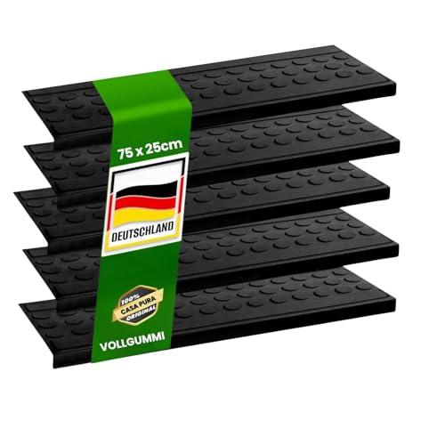 Stufenmatten aus Gummi mit Schrägkante, rutschfest, für Außen- und Innenbereich, 5 Stück, verschiedene Designs erhältlich (Coin 5 Stück, 75x25cm) von casa pura