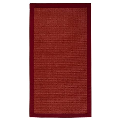 casa pura® Amazonas Sisal-Teppich mit Baumwoll-Bordüre, rutschfeste Latex-Unterseite, Rot, 70 x 130 cm, mehrere Farben und Größen erhältlich von casa pura