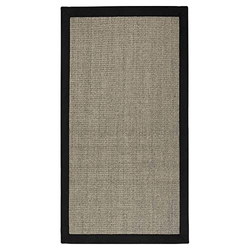 casa pura® Amazonas Sisal-Teppich mit Baumwollbordüre, rutschfeste Latexunterseite, Grau, 70 x 130 cm, mehrere Farben und Größen erhältlich von casa pura