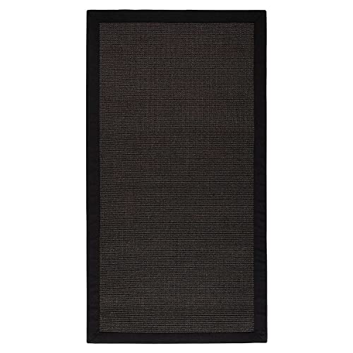 casa pura® Amazonas Sisal-Teppich mit Baumwollbordüre, rutschfeste Latexunterseite, Schwarz, 70 x 130 cm, Größen erhältlich von casa pura