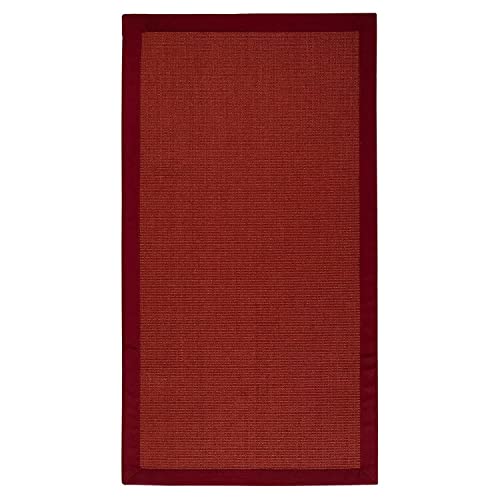 casa pura® Amazonas Sisal-Teppich mit Baumwollbordüre | rutschfeste Latexunterseite | mehrere Farben und Größen zur Auswahl (Rot, 140 x 200 cm) von casa pura