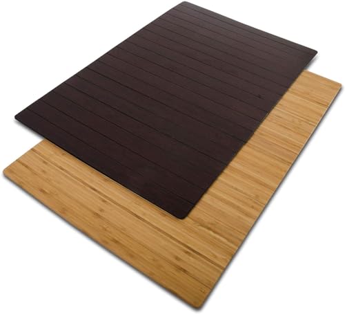 casa pura Badewannenmatte rutschfest aus Bambus Holz 60x90cm 8mm Dick | Duschvorleger Badmatte waschbar | Fußmatte Bambusmatte Antirutschmatte für Dusche und Sauna (Dunkelbraun, Emma) von casa pura