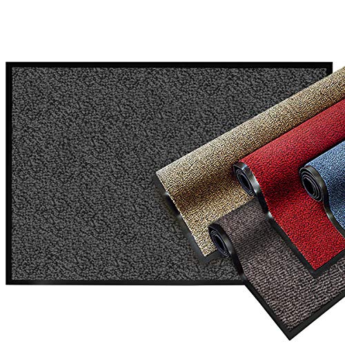 casa pura Fußmatte Innen und Außen - Schmutzfangmatte für Haustür Eingangsbereiche - Fußabtreter Sauberlaufmatte Türvorleger Bodenmatte für outdoor rutschfest, waschbar, anthrazit meliert, 90 x 120 cm von casa pura