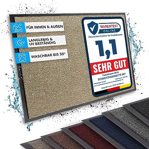 casa pura Fußmatte Innen und Außen - Schmutzfangmatte für Haustür Eingangsbereiche - Fußabtreter Sauberlaufmatte Türvorleger Bodenmatte für Outdoor rutschfest, waschbar - beige - meliert - 90x120cm von casa pura