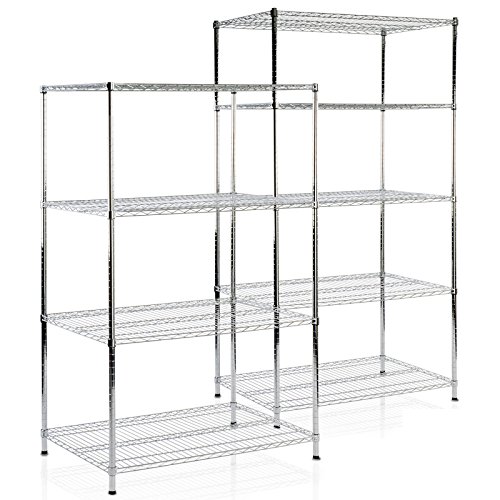 casa pura Schwerlastregal Lagerregal - dekoratives Schraubregal Gitterregal - Metallregal pro Boden bis 150 kg belastbar - Regal aus verchromtem Stahl (5 Böden - 90(B) x60(T) x200(H) cm) Himalaya von casa pura