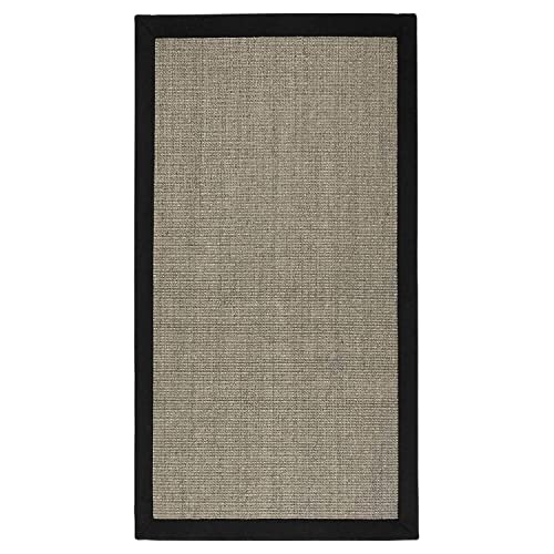 casa pura Sisal Teppich grau Wohnzimmer, Schlafzimmer, Küche, Esszimmer Dunkelbraun auch ideal für Katzen Rutschfester Teppich waschbar per Hand kurzflor Teppich mit Bordüre, 160 x 230 cm von casa pura