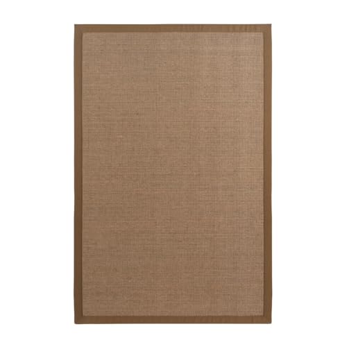 casa pura Sisal Teppich Wohnzimmer, Schlafzimmer, Küche, Esszimmer Dunkelbraun auch ideal für Katzen Rutschfester Teppich waschbar per Hand kurzflor Teppich mit Bordüre, 200 x 200 cm, Pola von casa pura