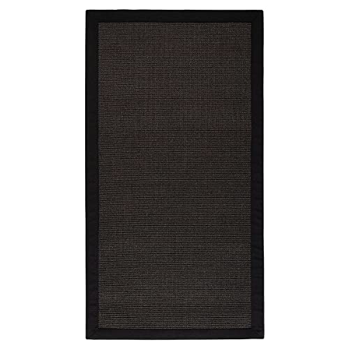 casa pura Sisal Teppich Wohnzimmer, Schlafzimmer, Küche, Esszimmer Dunkelbraun auch ideal für Katzen Rutschfester Teppich waschbar per Hand kurzflor Teppich mit Bordüre, 160 x 230 cm, schwarz von casa pura