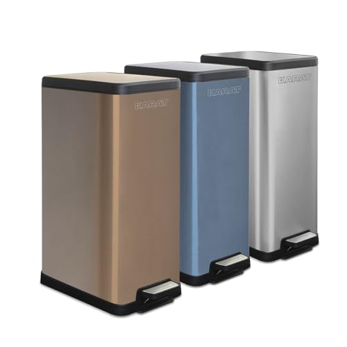 casa pura 18 L Mülleimer mit Deckel aus Edelstahl für Küche, Bad | Treteimer mit Klappdeckel Absenkautomatik | Herausnehmbarer Inneneimer | Abfalleimer mit Pedal | Bronze | 37 x 20,5 x 53,5cm | Zack von casa pura