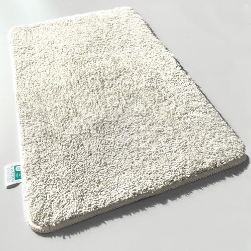 casa pura Badematte Creme weicher, Flauschiger Badezimmerteppich in Shaggy Optik, Badvorleger rutschfest waschbar | Duschvorleger, Teppich Fußmatte für Badezimmer, Dusche 70x120 cm, Ivory Sky Soft von casa pura