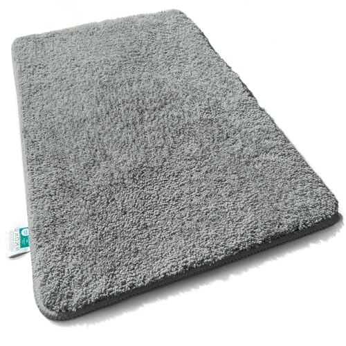 casa pura Badematte 50 x 60 cm grau weicher, Flauschiger Badezimmerteppich in Shaggy Optik, Badvorleger rutschfest waschbar, Duschvorleger, Teppich Fußmatte für Badezimmer, Dusche, Sky Soft von casa pura