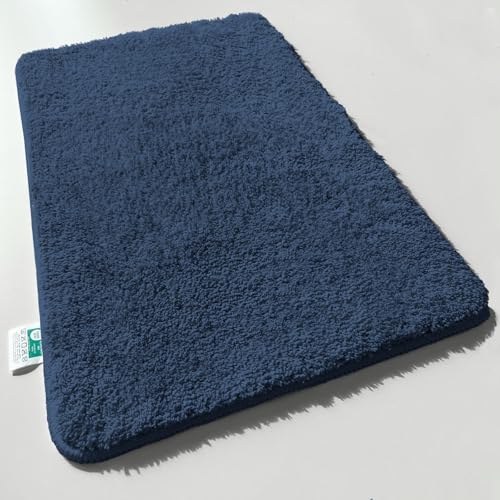 casa pura Badematte blau weicher, Flauschiger Badezimmerteppich in Shaggy Optik, Badvorleger rutschfest waschbar - Duschvorleger, Teppich Fußmatte für Badezimmer, Dusche 60x100 cm, Sky Soft von casa pura