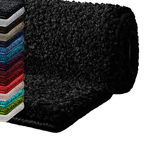 casa pura Badematte rund 95cm Schwarz, Flauschiger Badezimmerteppich Shaggy, Badvorleger rutschfest, waschbar, Duschvorleger, Teppich Fußmatte für Badezimmer und Dusche casa pura Badematte rund 95cm Schwarz, Flauschiger Badezimmerteppich Shaggy, Badvorleger rutschfest, waschbar, Duschvorleger, Teppich Fußmatte für Badezimmer und Dusche von casa pura
