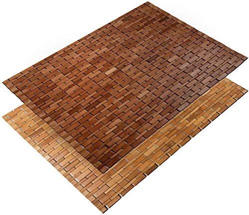 casa pura Badezimmermatte aus Bambus Holz 60x90cm 8mm Dick | Duschmatte rutschfest und waschbar | Badewannenmatte Antirutschmatte für Dusche und Sauna (Dunkelbraun, Mia) von casa pura