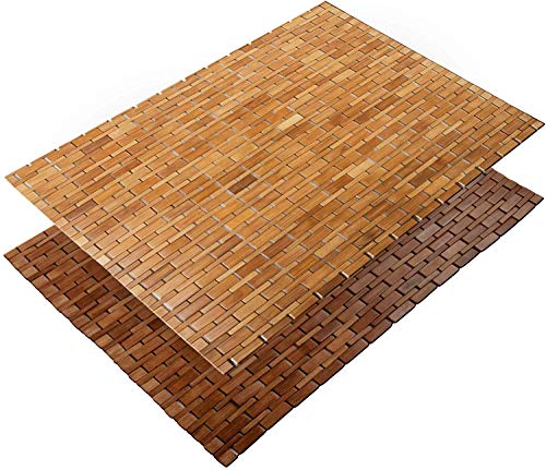 casa pura Badezimmermatte aus Bambus Holz 60x90cm 8mm Dick | Duschmatte rutschfest und waschbar | Badewannenmatte Antirutschmatte für Dusche und Sauna (Natur, Mia) von casa pura