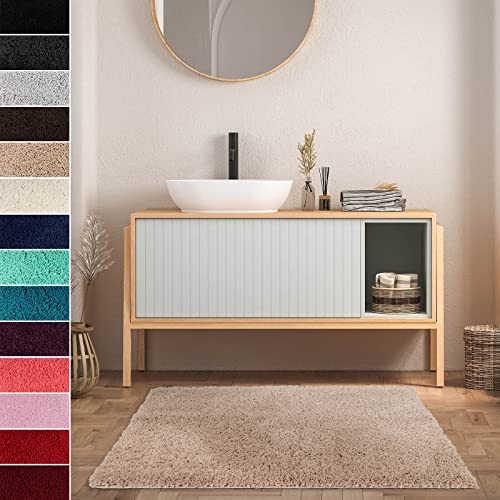 casa pura Badteppich Sky Soft - Flauschige, rutschfeste & Weiche Badematte | Bad & Duschvorleger für Badewanne Dusche & Toilette | Maschinenwaschbar & schnell trocknend | 50x80 cm - Beige von casa pura