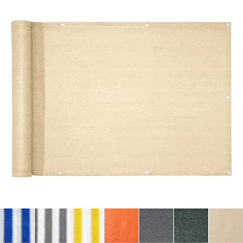 casa pura Balkon Sichtschutz UV-Schutz - 90x500cm - wetterbeständiges und pflegeleichtes HDPE-Spezialgewebe - beige von casa pura