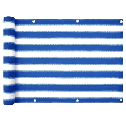 casa pura Balkon Sichtschutz UV-Schutz - 90x500cm - wetterbeständiges und pflegeleichtes HDPE-Spezialgewebe - blau-weiß gestreift von casa pura