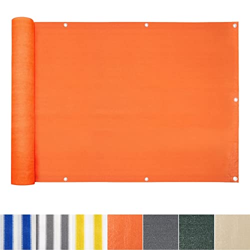 casa pura Balkon Sichtschutz UV-Schutz - 90x500cm - wetterbeständiges und pflegeleichtes HDPE-Spezialgewebe - orange von casa pura