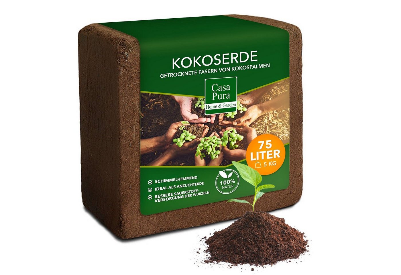 casa pura Blumenerde Kokoserde, Als Block gepresst, 5 kg von casa pura