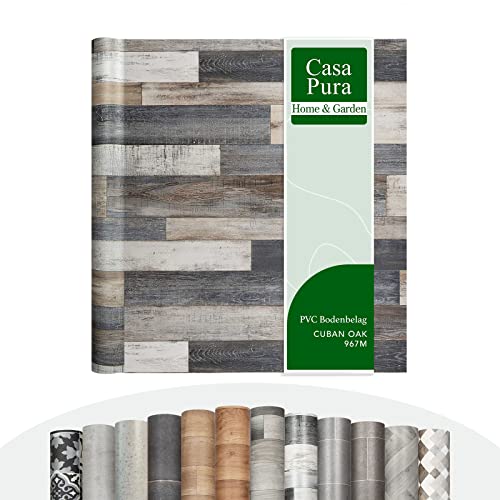 casa pura CV Bodenbelag Plaza - extra abriebfester PVC Linoleum Bodenbelag Meterware (geschäumt) Vinylboden - Cuban Oak Mix 967M - edle Holzoptik - Oberfläche strukturiert - (200x800 cm) von casa pura