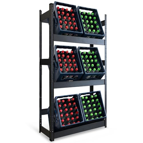 casa pura Getränkekistenregal für 6 Kisten - 160 x 80 x 30 cm - Getränkeregal, Kastenregal für Getränkekisten, Flaschenregal, Kastenständer - Regal für Getränkekästen (Osaka) von casa pura