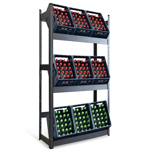 casa pura Getränkekistenregal für 9 Kisten - 200 x 100 x 30 cm - Getränkeregal, Kastenregal für Getränkekisten, Flaschenregal, Kastenständer - Regal für Getränkekästen (Osaka) von casa pura