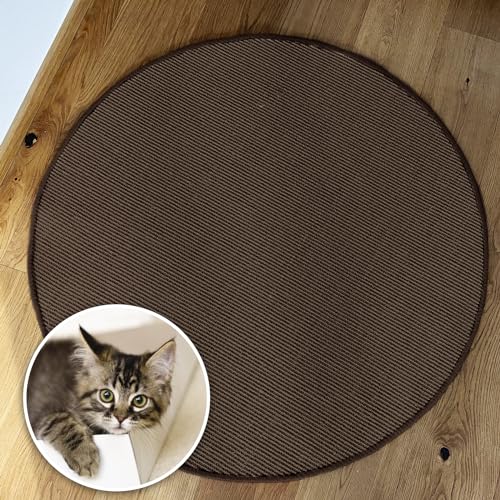 casa pura Katzen Kratzmatte rund 120cm Ø aus Natur Sisal Kratzteppich Kratzmöglichkeiten für Katzen Kratzmöbel für Wand oder Boden - robust & waschbar, braun von casa pura
