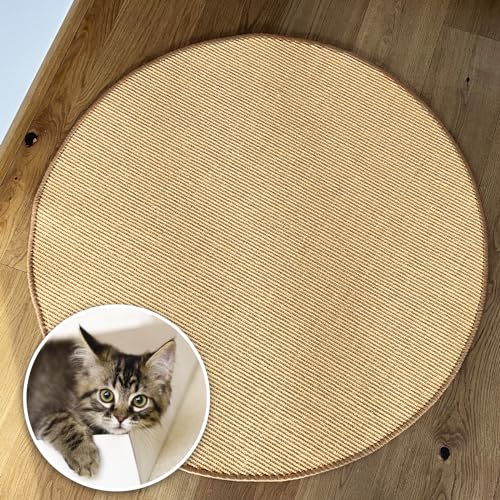 casa pura Katzen Kratzmatte rund 80cm Ø aus Natur Sisal Kratzteppich Kratzmöglichkeiten für Katzen Kratzmöbel für Wand oder Boden - robust & waschbar, Natur von casa pura